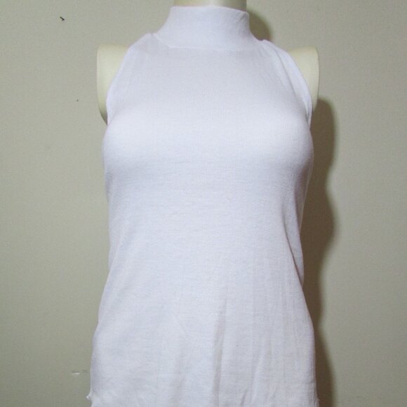 Chaser White Ribbed Tank Tiered Back Neck Band - Picture 9 of 11